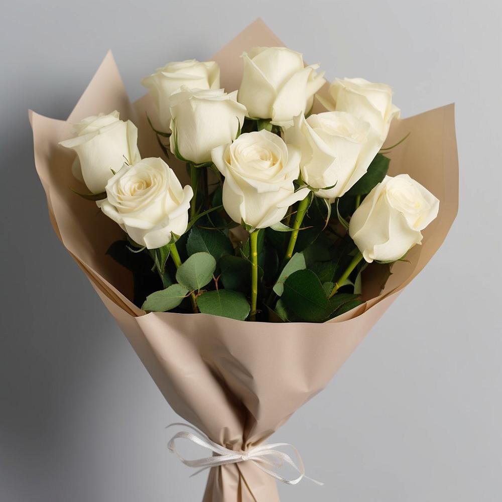 Букет 9 Белых роз Эдлесс Лав в Бутурлино