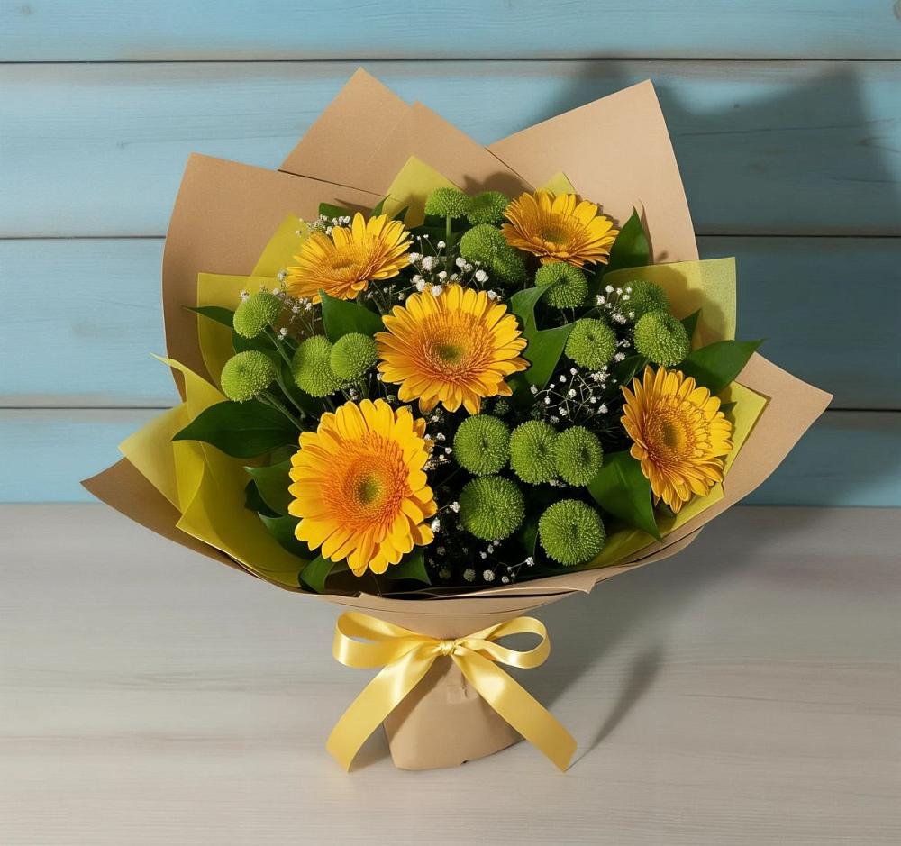 Букет цветов из: Герберы и Хризантемы в Бутурлино
