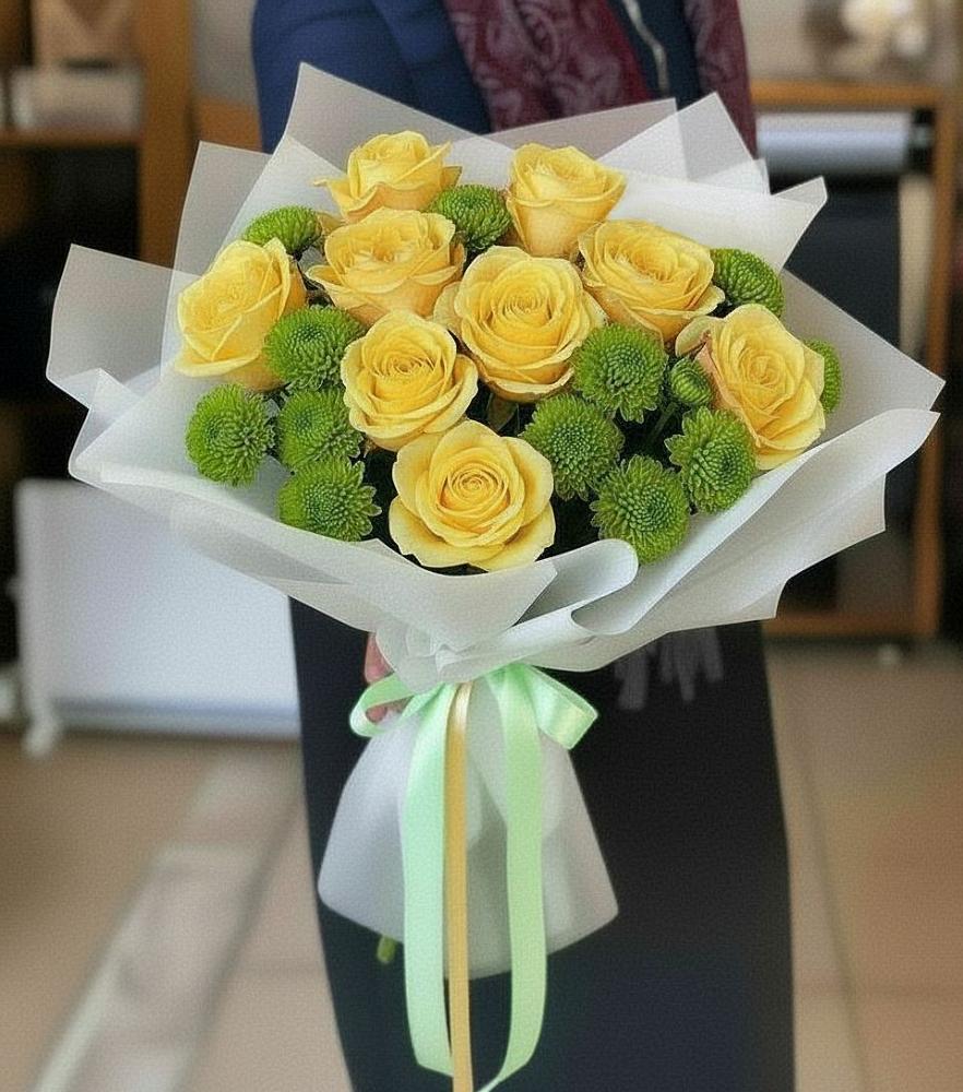 Букет цветов из: Хризантемы и Розы в Бутурлино