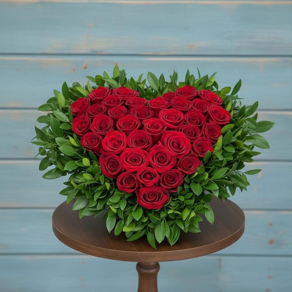 Цветочная композиция из Розы в виде сердца в Бутурлино