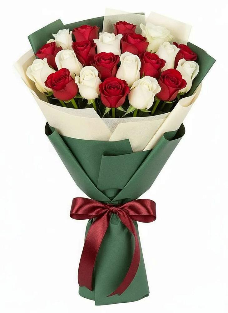 Букет Микс из красных и белых роз в Бутурлино