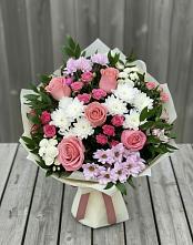 Букет цветов из:  Альстромерии, Гвоздики, Розы и Хризантемы в Бутурлино