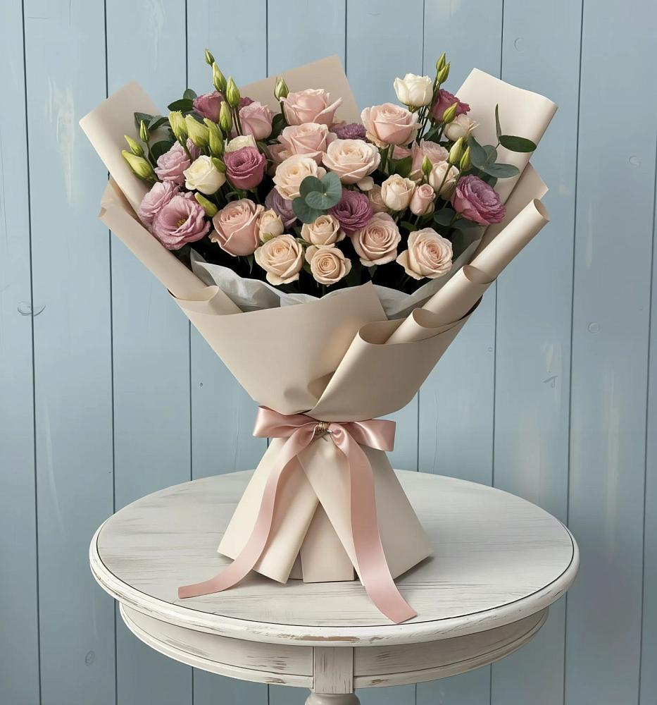 Букет цветов из: Розы и Лизиантусы в Бутурлино