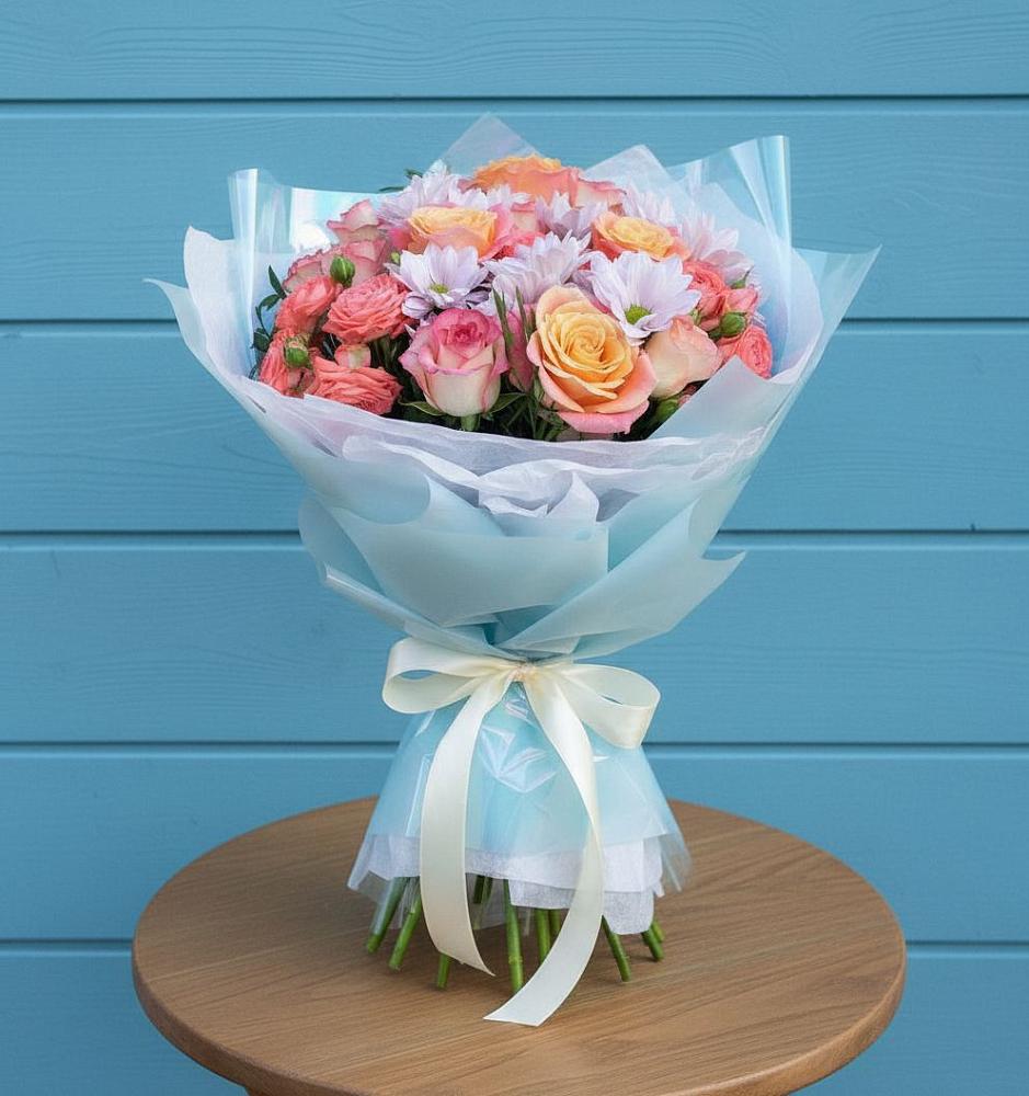 Букет цветов из: Хризантемы и Розы в Бутурлино